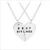 necklace friend bitches 2/3 broken heart pendant necklace triple stitching girlfriends girlfriend Friendsh