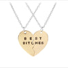 necklace friend bitches 2/3 broken heart pendant necklace triple stitching girlfriends girlfriend Friendsh