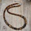 simple natural stone beads black gallstone necklace men and women short chain 316 stainless steel jewelry