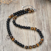 simple natural stone beads black gallstone necklace men and women short chain 316 stainless steel jewelry