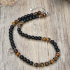 simple natural stone beads black gallstone necklace men and women short chain 316 stainless steel jewelry