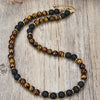 simple natural stone beads black gallstone necklace men and women short chain 316 stainless steel jewelry