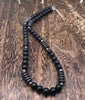 simple natural stone beads black gallstone necklace men and women short chain 316 stainless steel jewelry