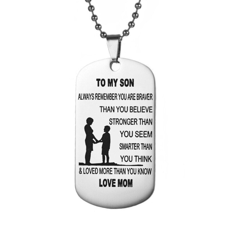 stainless necklace men stainless steel letters necklace to my son love mom trinket