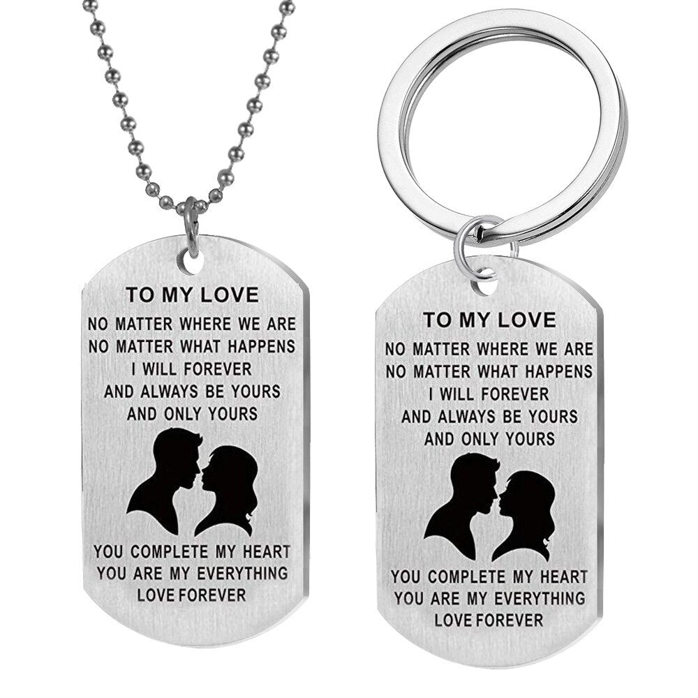 stainless necklace women stainless steel letters necklace couple to my love trinket