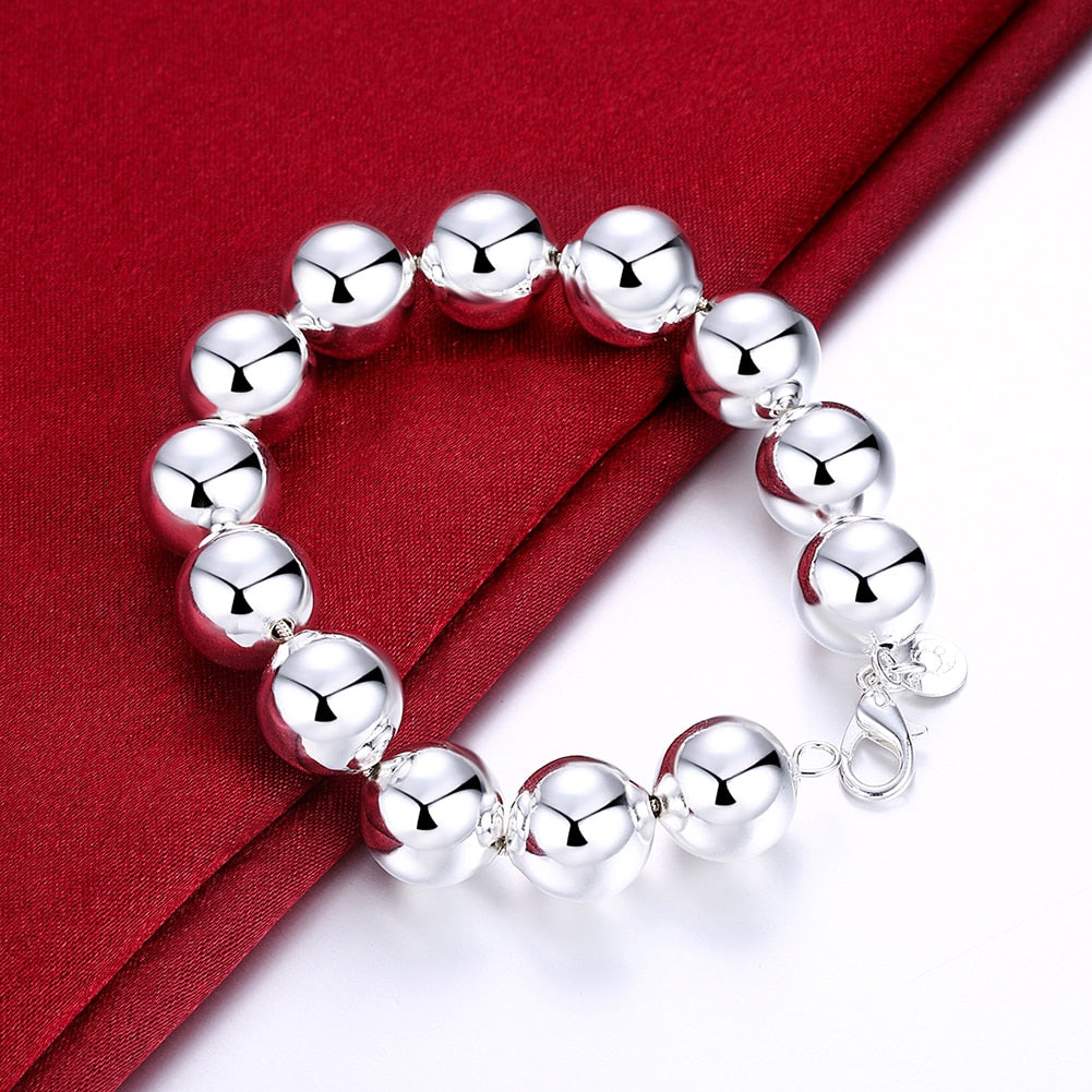 trend 14MM Big beads 925 sterling silver Bracelet for woman man Wedding party Gifts noble fine Jewelry temperament
