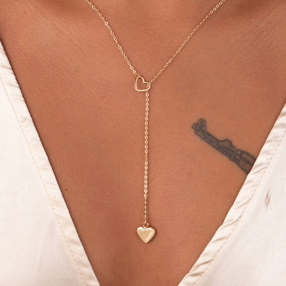 trendy jewelry copper heart chain link necklace gift for women girl