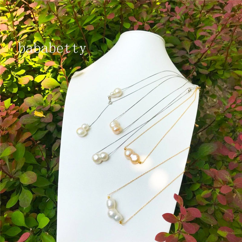 versatile simple natural irregular shaped baroque pearl handmade Tibetan  silver necklace Pendant