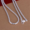 fine 925 Stamped Silver 4MM Twisted rope chain Necklace for woman men's Christmas gifts  party wedding Jewelry