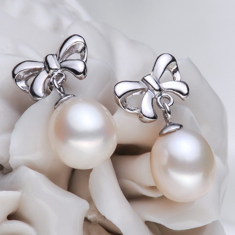 New pearl earrings jewelry women 925 sterling silver,white genuine natural pearl jewelry earring mother birthd gift