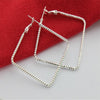 925 Sterling silver charms Square big hoop earrings for women designer party wedding jewelry gifts