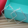 925 Sterling silver charms Square big hoop earrings for women designer party wedding jewelry gifts