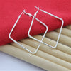 925 Sterling silver charms Square big hoop earrings for women designer party wedding jewelry gifts
