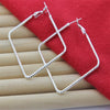 925 Sterling silver charms Square big hoop earrings for women designer party wedding jewelry gifts