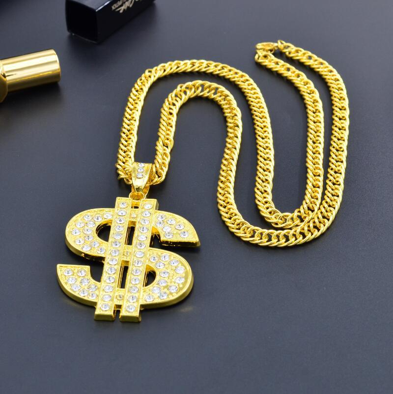 hip hop nightclub exaggerated gold chain dollar sign gold necklace men and women trend personality pendant