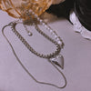 ins Hip-hop Stainless Steel Pearl Pendant Necklace Vintage Heart Necklaces Chain Choker For Women Girls Jewelry