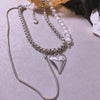 ins Hip-hop Stainless Steel Pearl Pendant Necklace Vintage Heart Necklaces Chain Choker For Women Girls Jewelry