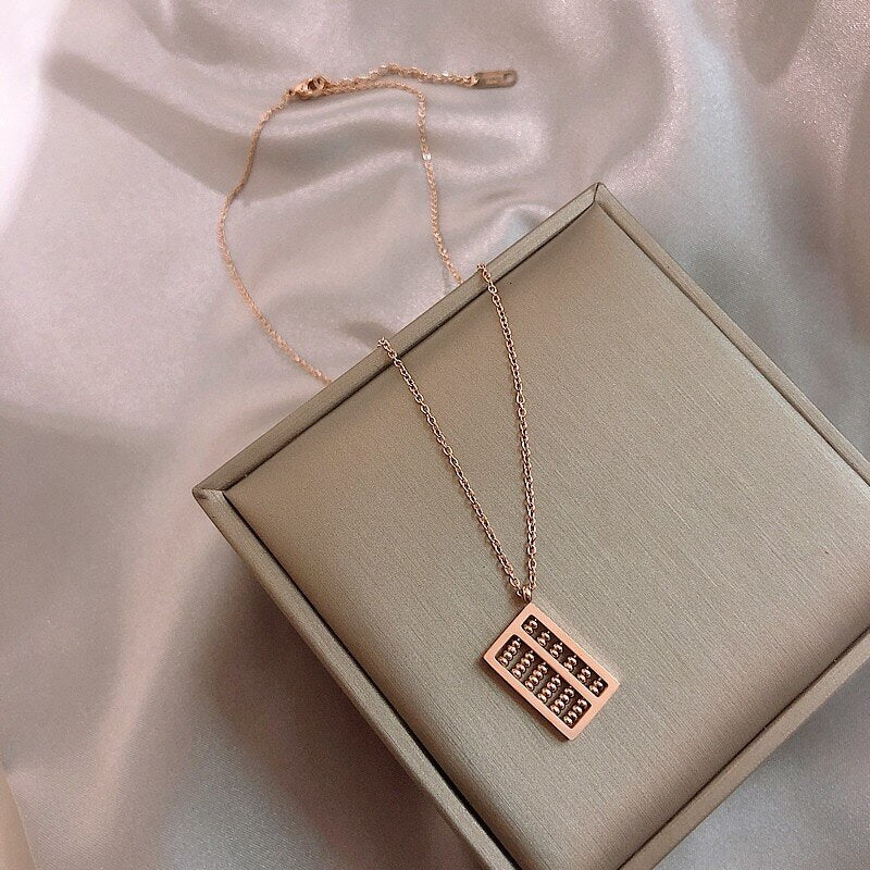 ladies titanium steel creative abacus necklace clavicle chain simple wild pendant necklace birthday gift