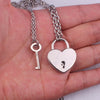 layered chains hiphop Punk Stainless Steel Padlock Necklace men rock heart Lock with key Necklaces for women