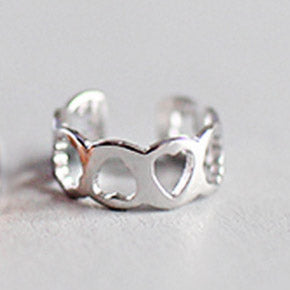 New listing Fashion Hollow Love Heart Star Moon Snowflake No piercings Ear bone Clip 925 Sterling Silver Jewelry