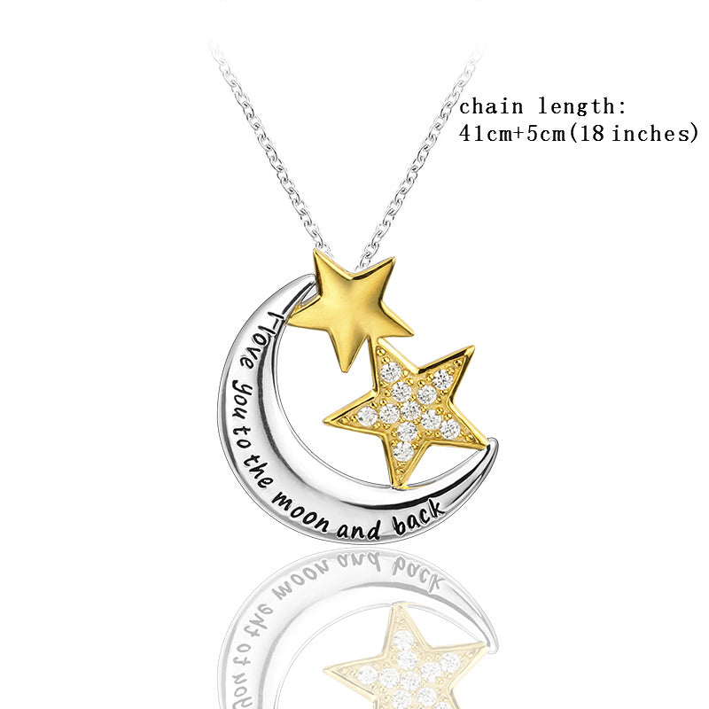 New listing I love you to the moon and back pendant chains necklace with CZ diy fine 925 silver jewelry making for women gifts