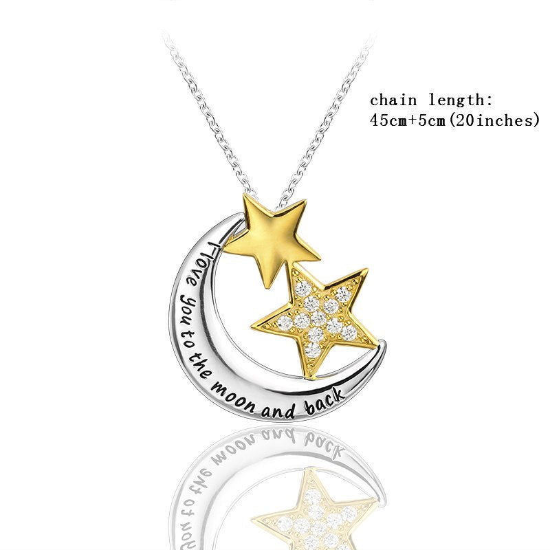 New listing I love you to the moon and back pendant chains necklace with CZ diy fine 925 silver jewelry making for women gifts