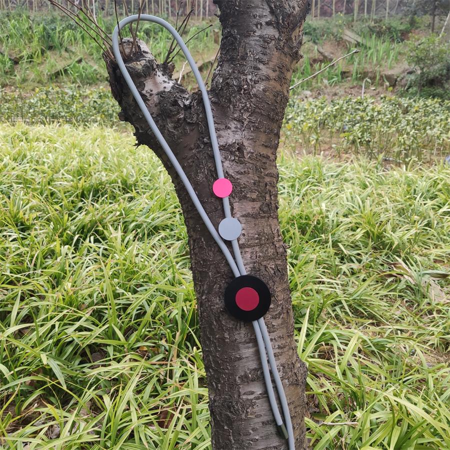 long necklace for women pendant necklaces Aluminum Sheet Accessories Handmade Grey Rubber Jewelry  Long Chains