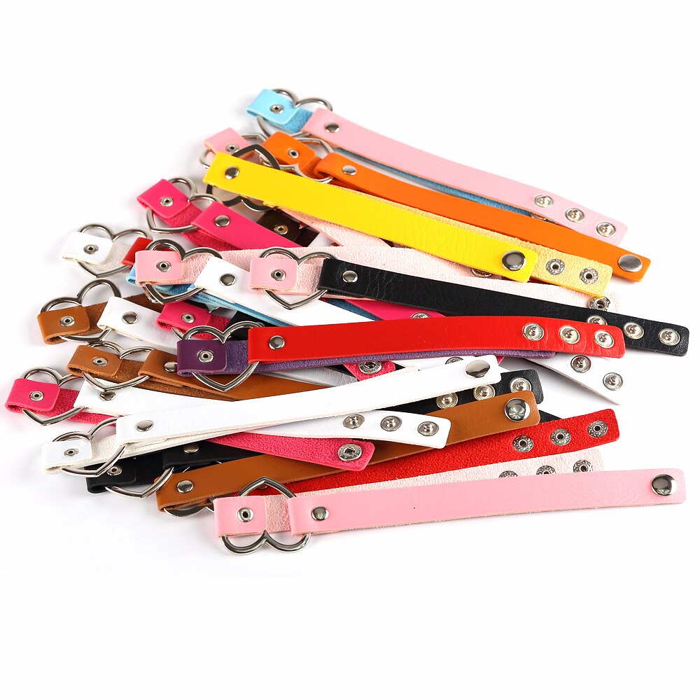 love Heart PU Leather Collar Choker Necklace Harajuku Punk Goth chain Necklace women Jewelry