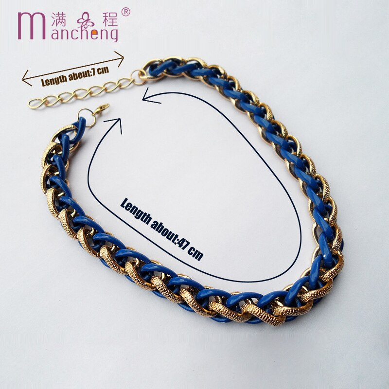 model office career OL big chunky chain chokers necklaces good quality navy zinc alloy plated gold necklace women