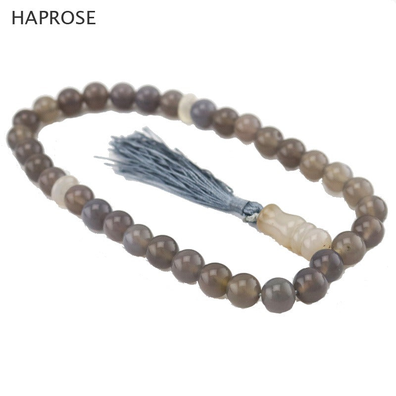 New natural gr Agate bracelet Round Shape beads Prayer beads Islamic Muslim Tasbih Allah Rosary Natural agate Free shipping