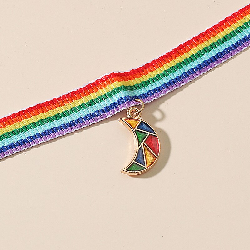 necklace Rainbow moon Rabbit Radish Choker Necklace For Women Jewelry Multicolor