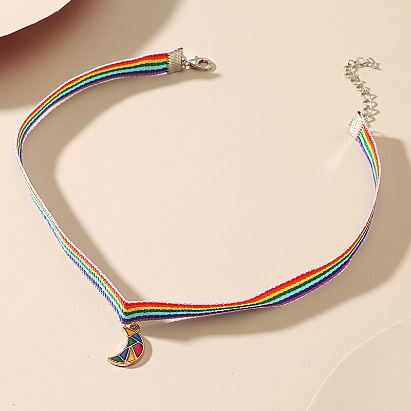 necklace Rainbow moon Rabbit Radish Choker Necklace For Women Jewelry Multicolor