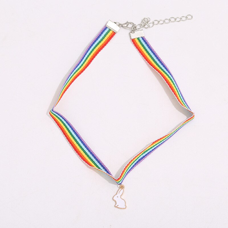 necklace Rainbow moon Rabbit Radish Choker Necklace For Women Jewelry Multicolor