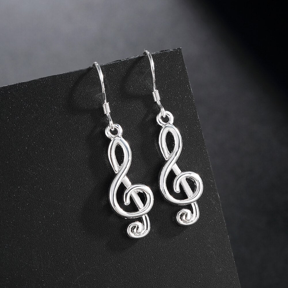 noble 925 Sterling Silver Romantic music note drop Earrings for Women Holiday gifts Party wedding Jewelry