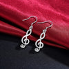 noble 925 Sterling Silver Romantic music note drop Earrings for Women Holiday gifts Party wedding Jewelry