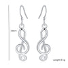 noble 925 Sterling Silver Romantic music note drop Earrings for Women Holiday gifts Party wedding Jewelry