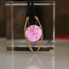 pink Luminous stone eye Pendant Necklace copper wire cat eye Glow In The Dark Charming Necklace Handmade