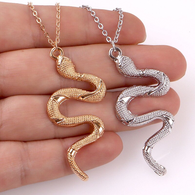 punk Snake Pendant Necklace Golden Silver Color Unquie Men Women 2021  Neck Jewelry Statement Pouplar Necklace