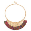 shiny gold metal necklaces shiny fabric Tassel collar statement necklace summer jewelry necklaces & pendant 2019
