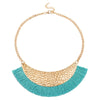 shiny gold metal necklaces shiny fabric Tassel collar statement necklace summer jewelry necklaces & pendant 2019