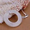 New silver plated accessories women simple mesh circle necklace