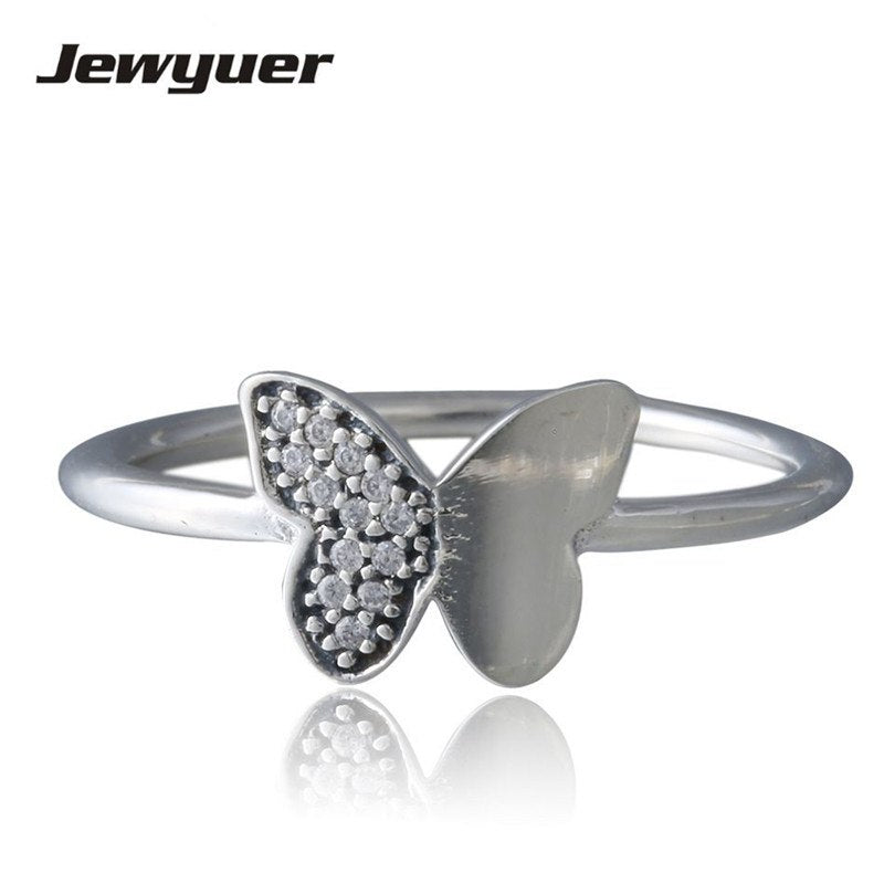 New spring Silver Butterfly ring 925 sterling silver jewelry animal Rings For Women Engagement wedding Ring anillos RIP063