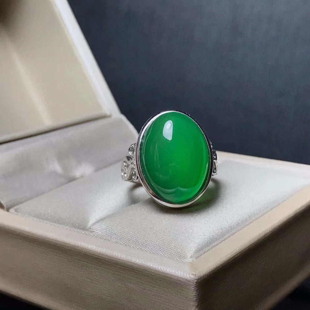 New store welfare natural ring   925 silver Siberia emerald color positive