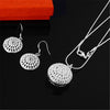 streetwear 925 Sterling Silver Simple Retro Round Jewelry set necklace earrings for women Party wedding Couple gifts