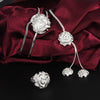 streetwear women 925 sterling Silver beautiful rose flower necklaces bangle rings Jewelry set Party wedding gifts