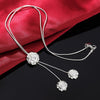streetwear women 925 sterling Silver beautiful rose flower necklaces bangle rings Jewelry set Party wedding gifts