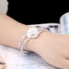 streetwear women 925 sterling Silver beautiful rose flower necklaces bangle rings Jewelry set Party wedding gifts