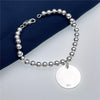 trend 925 sterling Silver 6MM Beads Chain Heart Pendant Bracelets for Women party wedding Jewelry Christmas gifts