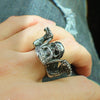 trendy long beard Motorcyclist rider ring men's ring metal silver-plated ring accessories party jewelry Size 7 ~ 12