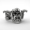 trendy long beard Motorcyclist rider ring men's ring metal silver-plated ring accessories party jewelry Size 7 ~ 12